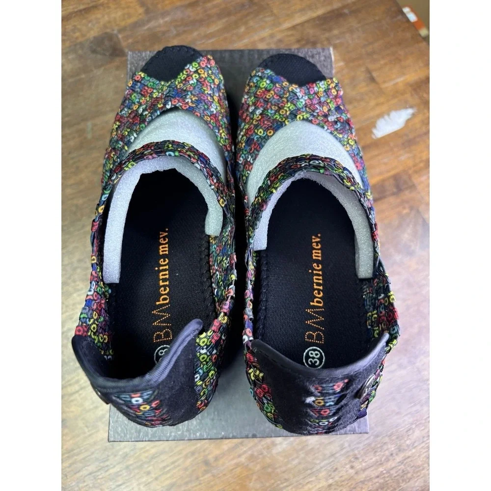 Bernie Mev Comfi Yael Dazzle Multicolored Woven Wedge Sandals Womens 38 US 7.5-8